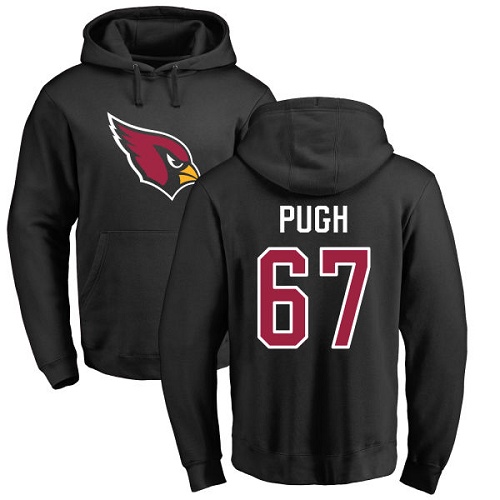 Arizona Cardinals Men Black Justin Pugh Name And Number Logo NFL Football #67 Pullover Hoodie Sweatshirts